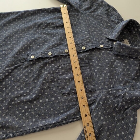 J.Crew Indigo Polka Dot Long Sleeve Half Button up Chambray Shirt Tunic - Picture 8 of 9